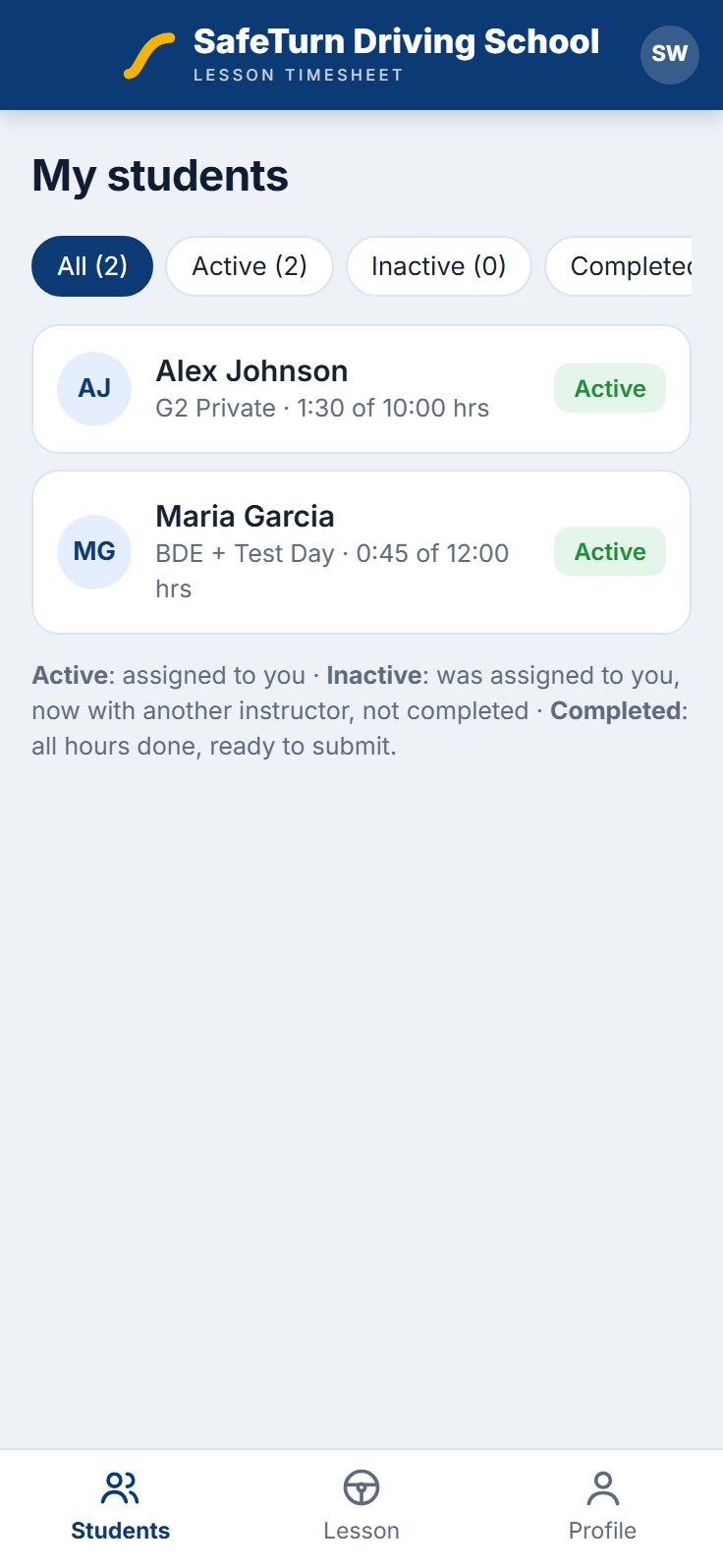 The SafeTurn app on a phone